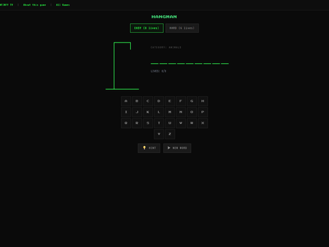 Hangman game screenshot