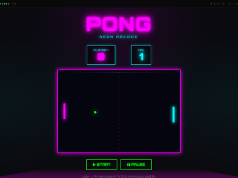 Pong game screenshot